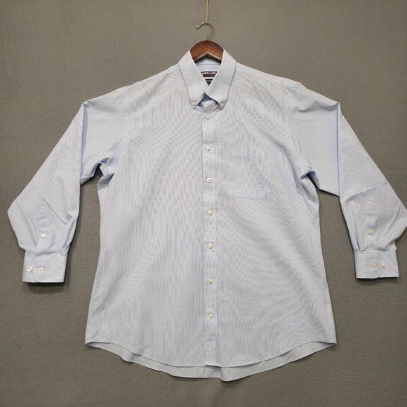 Kirkland Signature Men Non-Iron Trad. Fit Long‎ Sleeve Dress Shirt Sz 16.5-32/33 - Picture 1 of 6